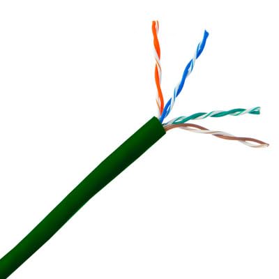 CableWholesale Cat5e Ethernet Cable 1000 Foot, Riser Rated (CMR), 24 AWG, Solid Pure Copper, Unshielded Twisted Pair(UTP) with Pull Box, Green