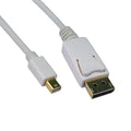 CableWholesale MiniDisplay to Displayport Cable - Mini DisplayPort 1.2 (Thunderbolt Compatible) Male to DisplayPort Male, 2560 x 1600 Resolution Supported DisplayPort Cable, White, 10 Feet