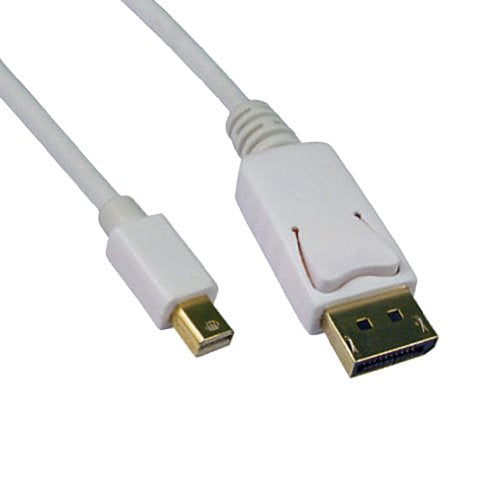 CableWholesale MiniDisplay to Displayport Cable - Mini DisplayPort 1.2 (Thunderbolt Compatible) Male to DisplayPort Male, 2560 x 1600 Resolution Supported DisplayPort Cable, White, 10 Feet