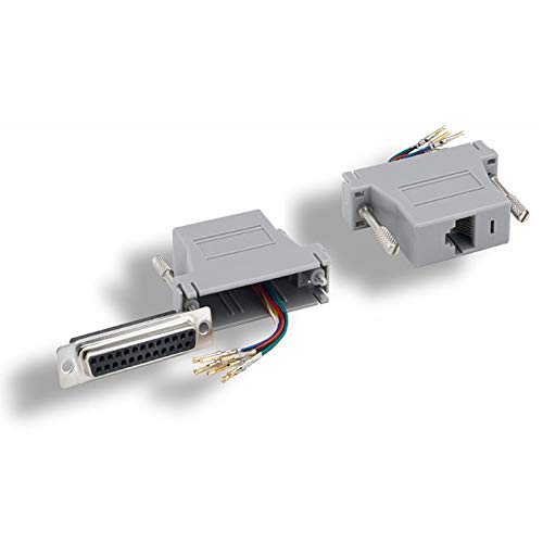 CableWholesale DB25 to RJ45 Modular Adapter - F/F - Serial Adapter, DB25 Female to RJ45 Female Jack, DB25 Female to RJ45 Female Modular Adapter Kit, Gray