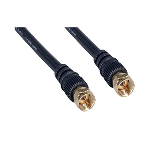 CableWholesale RG59 F-pin Coaxial Cable with Gold connectors, Black, F-pin Male, 6 Foot