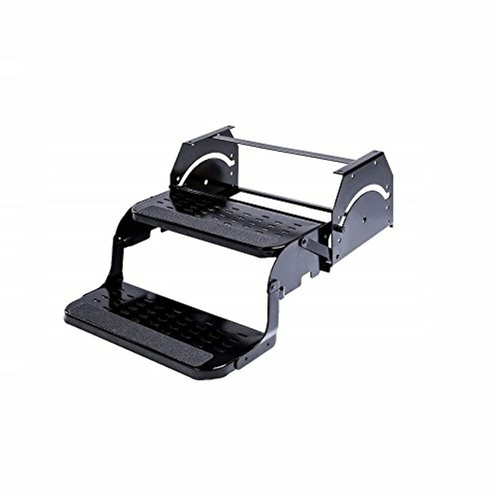 Stromberg Carlson Manual RV Step SMFP-2120 – Foldable Camper Stairs for Trailer Entry, Portable Double Pull Out Platform for RV, Rust Resistant Construction, Exterior Camper Step, 20" Non-Skid Design
