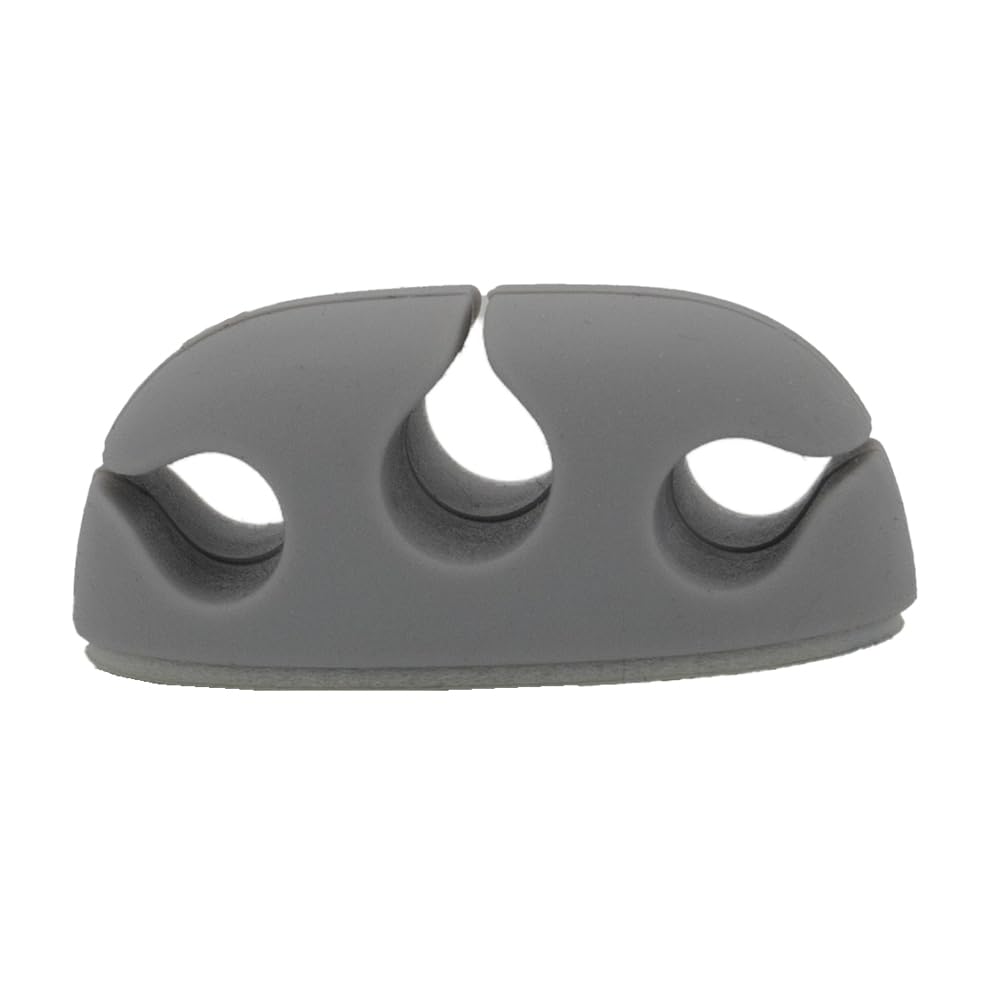 Silicone Desktop Cable Organizer, 3-Slot, Adhesive Backing, Gray