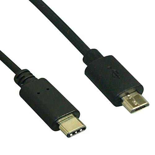 CableWholesale 3 feet USB 2.0 Cable, Black, Type C Male/Micro B Male Plug, 480mb C Male/Micro B Male USB Cable, USB Micro to USB C Cable, Type C to Micro USB Converter