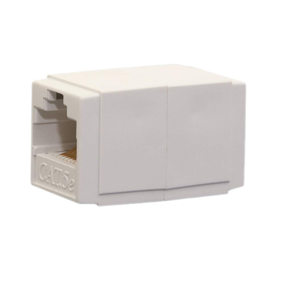CableWholesale Cat5e RJ45 Inline Coupler, Female to Female Cable Extender Adapter, White