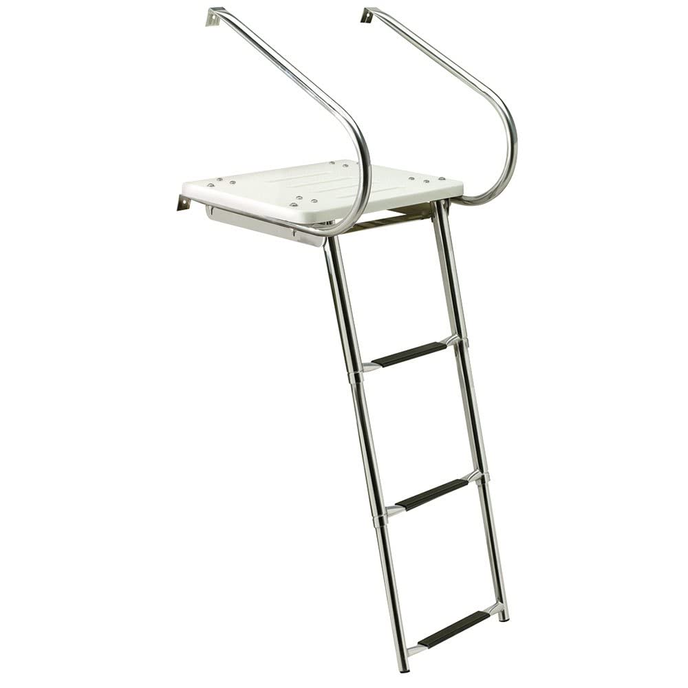 Seachoice Universal Swim Platform w/ Under-Mount Telescoping Ladder, 3 Step Ladder, Inboard/Outboard