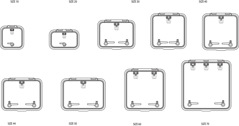 Lewmar Flat Base Ocean Boat Hatch - Size 60, Corrosion-Resistant Anodized Aluminum Frame, CE-Certified, Lockable Handle, Friction Levers Open in All Positions Up to 90 Degrees