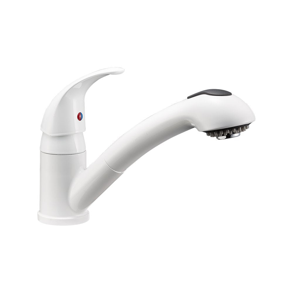 Dura Faucet DF-NMK852-WT RV Pull-Out Swivel Kitchen Sink Faucet (White)