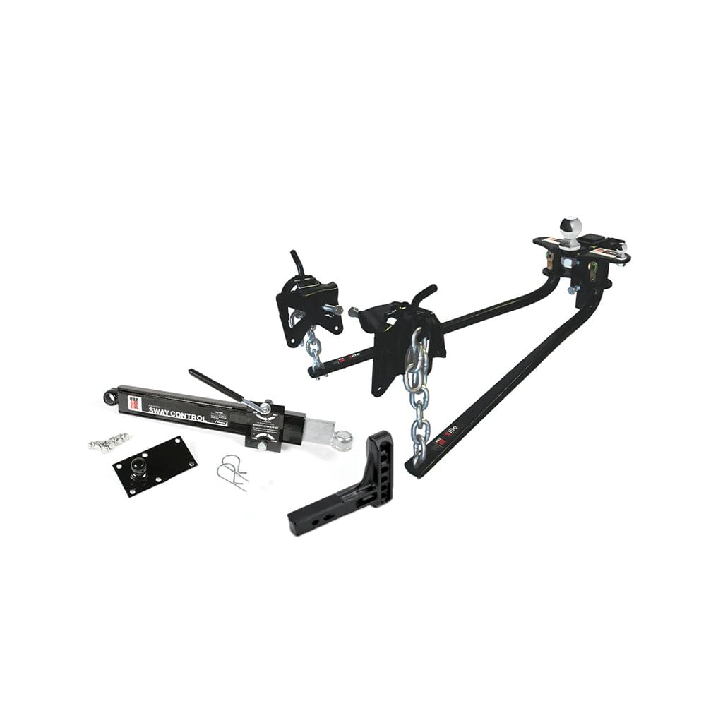 Camco Eaz-Lift Elite 1,000lb Weight Distribution Hitch Kit with Manually Adjusted Sway Control - Ready-to-Tow with Pre-Installed Hitch Ball, Sway Control Ball, U-Bolts, & Chain Package (48058)