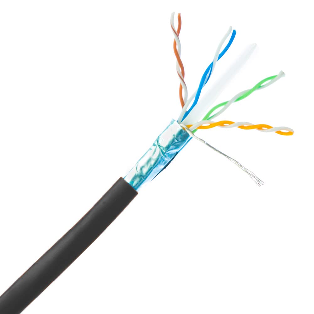 CableWholesale 1000 Foot Bulk Plenum Shielded Cat6a Ethernet Cable Spool, 500 MHz, 23 AWG, Solid Copper FTP, CMP POE Compliant, Black