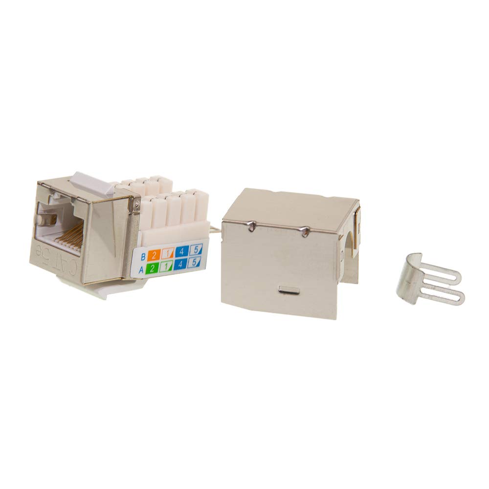 Shielded Cat5e Keystone Jack, RJ45 Female to 110 Punch Down