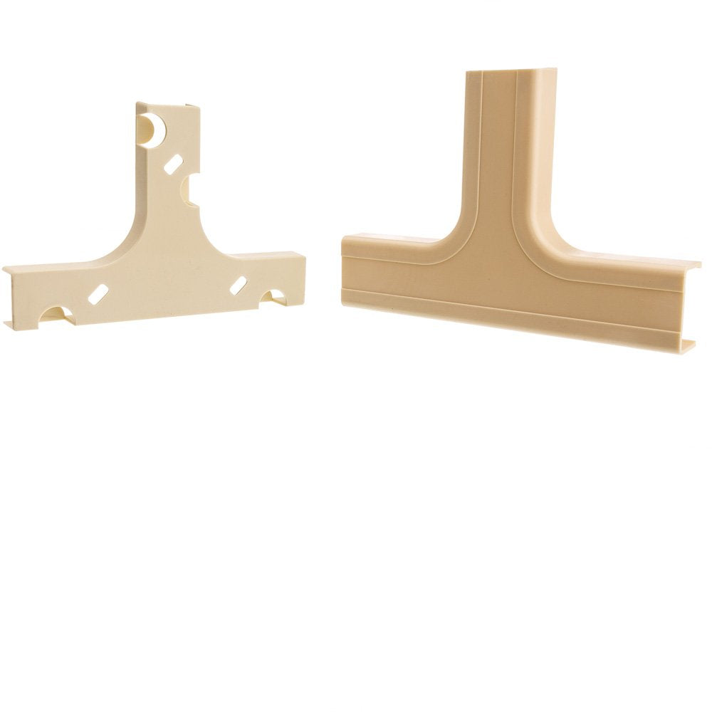 CableWholesale Cord Cover Cable Raceway, 1.25 inch Surface Mount Cable Raceway Tee On-Wall Cord Concealer (Junctions 3 Raceway Runs), Cord Organizer/Wire Hider and Protector, Ivory