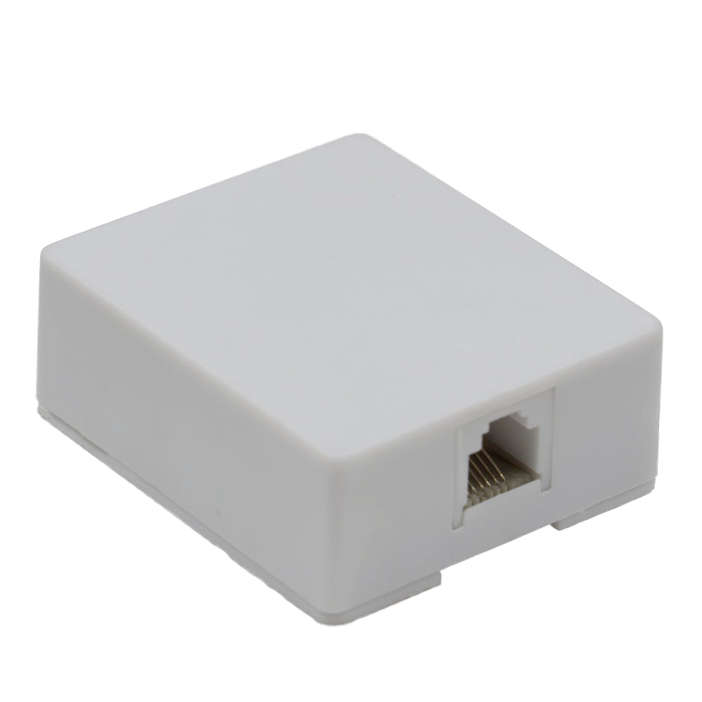 Phone Surface Mount Jack, Ivory, RJ11 / RJ12, Single Port Telephone Jack, Data/Voice, 6P6C (6 Pin 6 Conductor), CableWholesale