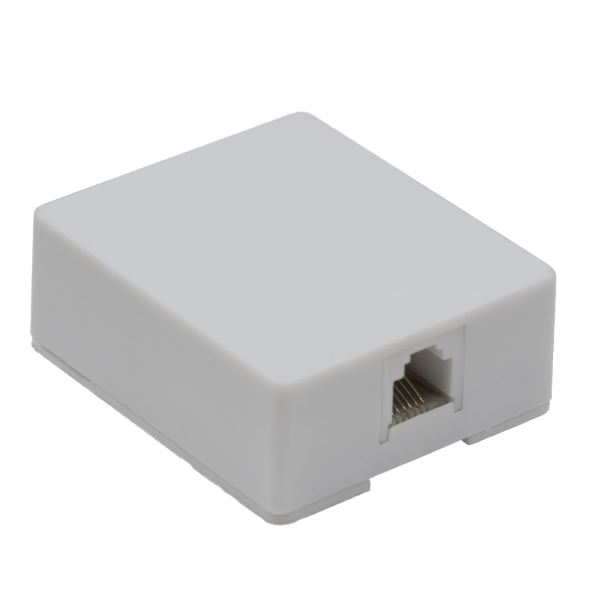 Phone Surface Mount Jack, Ivory, RJ11 / RJ12, Single Port Telephone Jack, Data/Voice, 6P6C (6 Pin 6 Conductor), CableWholesale