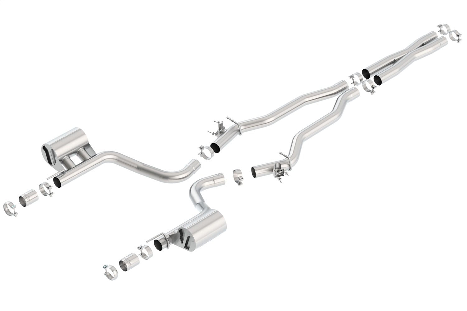 BORLA 140648 Cat-Back Sys. for '15-'23 Dodge Challenger SRT Hellcat 6.2L V8 AT/MT RWD With MDS (cyl. deact.) Valves. BORLA Has Valve Simulators. BORLA Does NOT Include Tips Use Factory Bezel/Valance.
