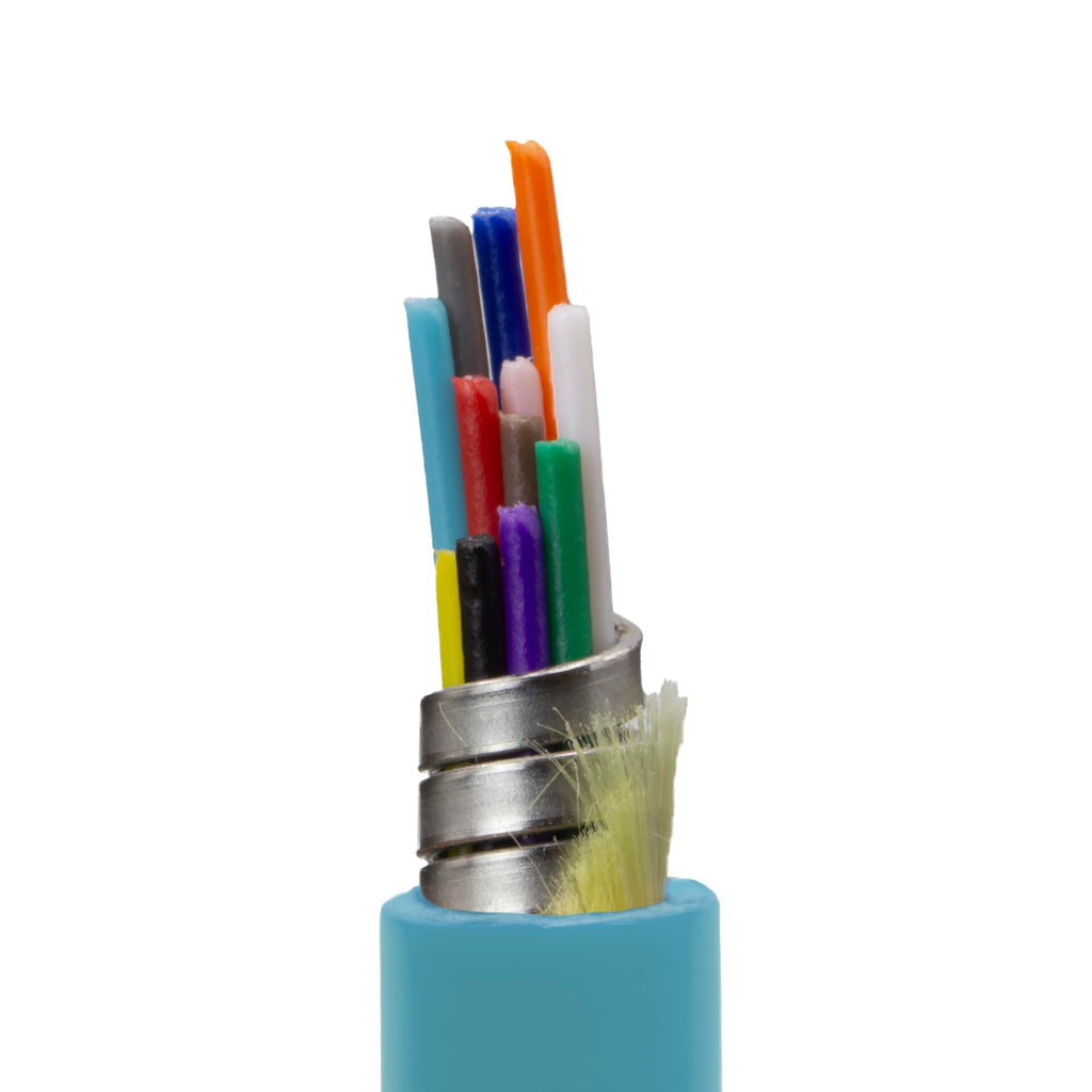 CableWholesale 12 Strand Fiber Optic Cable, Multimode, Aqua, 500ft Spool