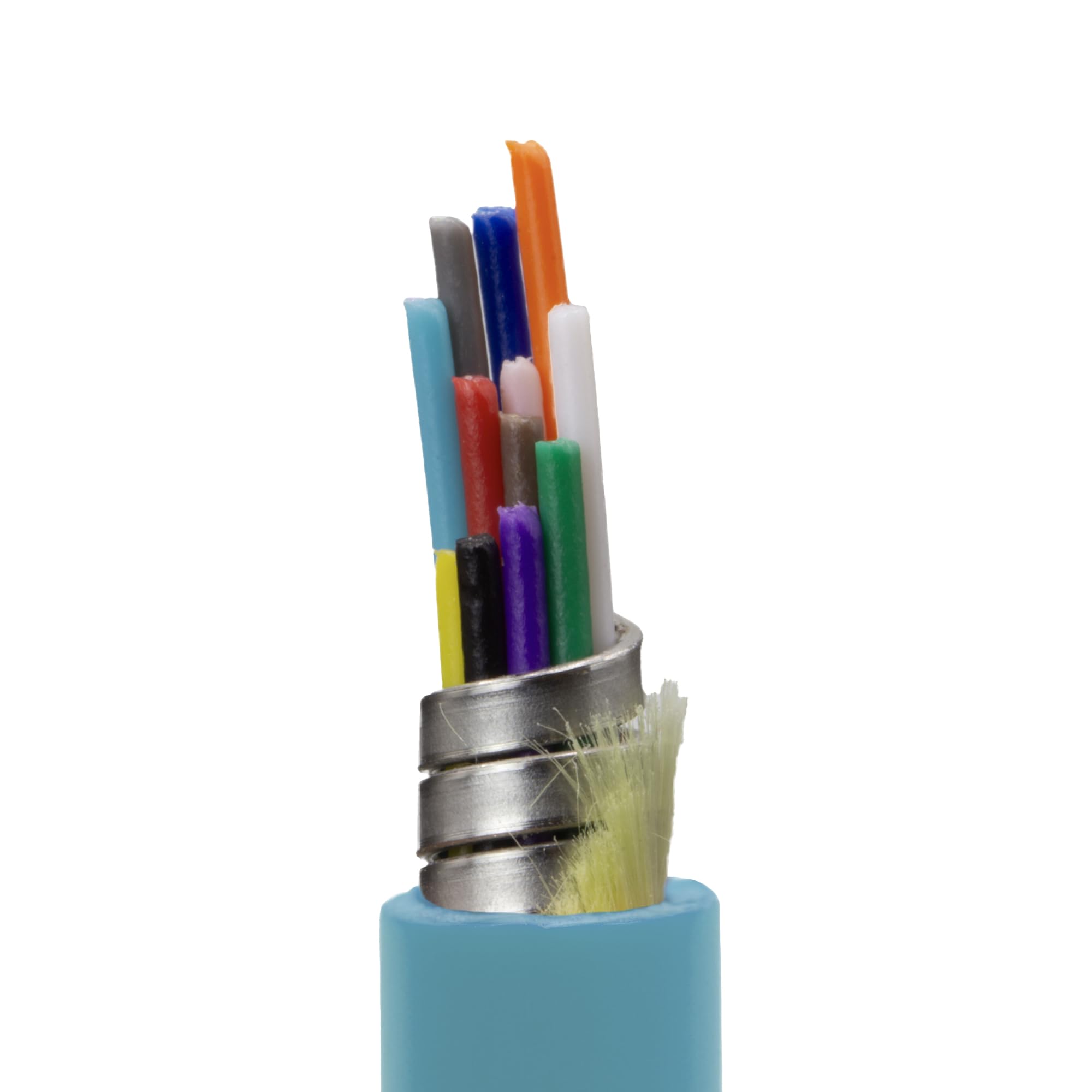CableWholesale 12 Strand Fiber Optic Cable, Multimode, Aqua, 500ft Spool