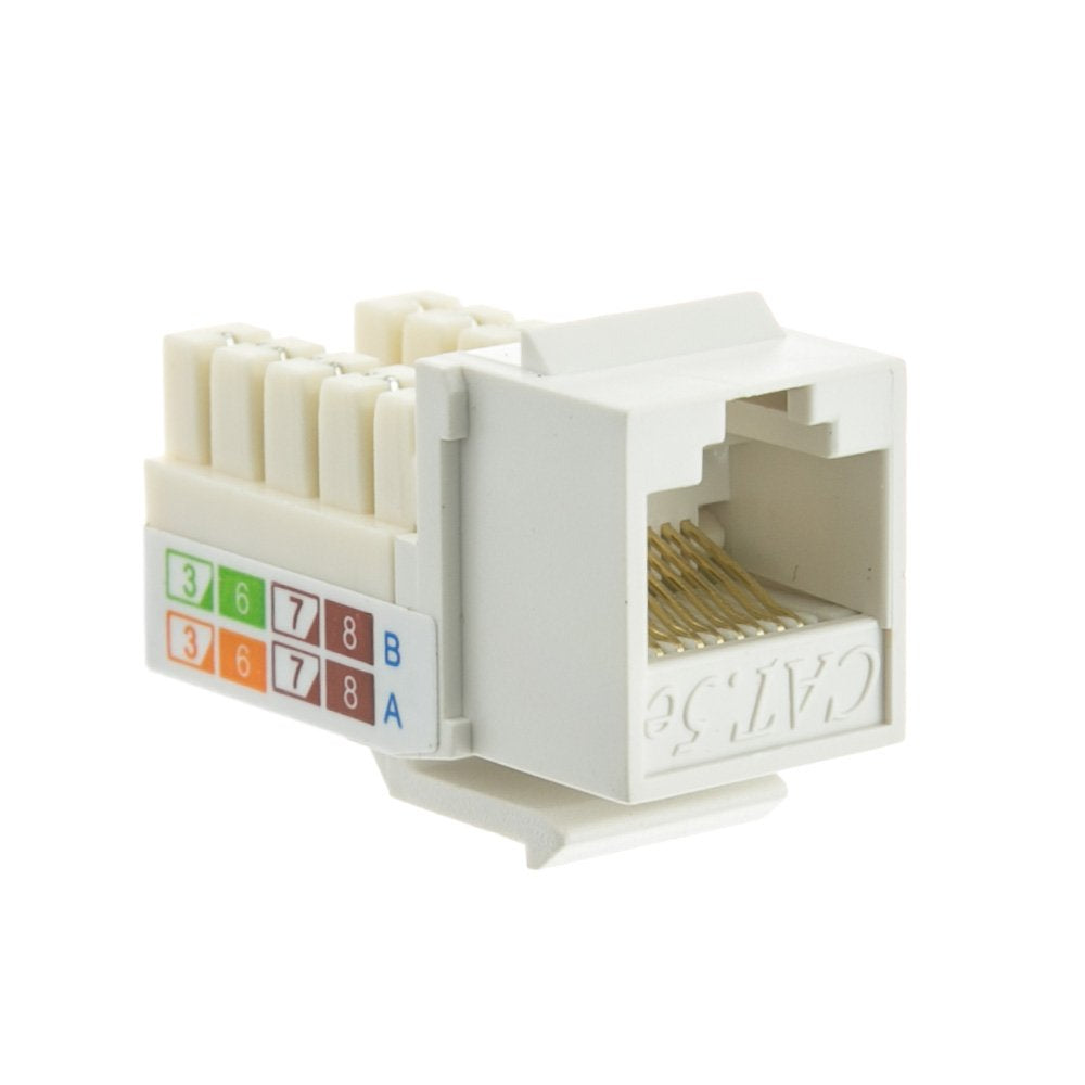 Cat5e Keystone Jack, RJ45 Female (UTP) to 110 Punch Down Connector, CableWholesale, Black
