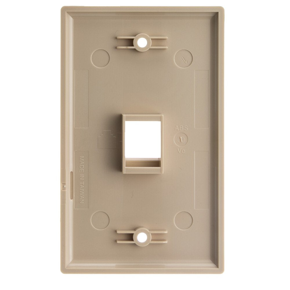 Keystone Wall Plate 1 Port, Beige (Cat5e, Cat6, Coax (Video), Aux (Cat6 for Data, IP Phone, POTS or Other), Single Gang, CableWholesale