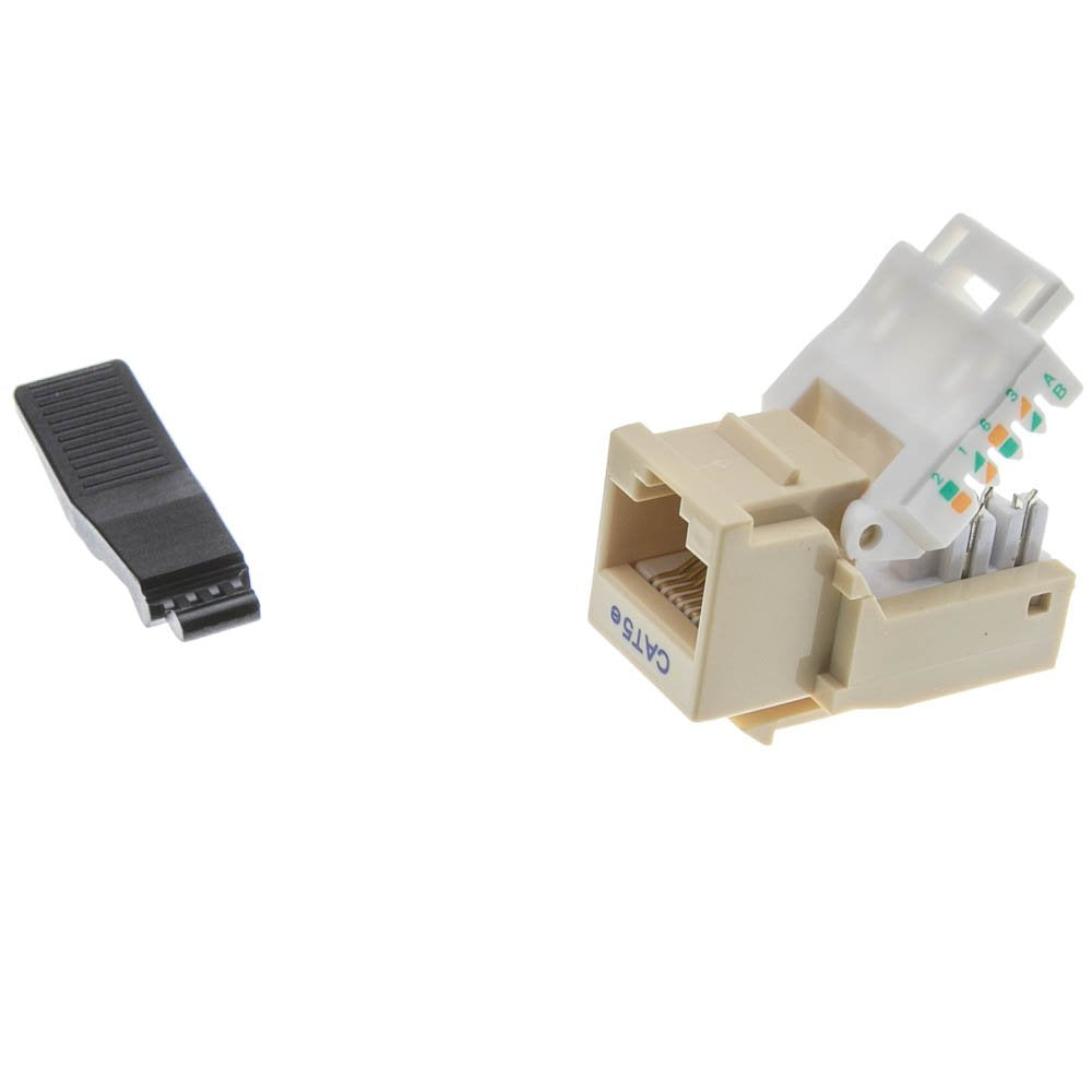 CableWholesale Cat5e Keystone Jack, Toolless RJ45 Female (UTP) to 110 Punch Down Connector, Black
