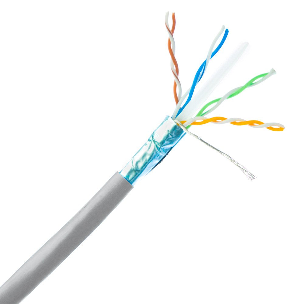 CableWholesale 1000 Foot Bulk Shielded Cat6 Gray Ethernet Cable, Stranded, 24AWG Network Cable, 4 Pair Stranded Bare Copper, Shielded Twisted Pair (STP) Internet Cable with Pull Box