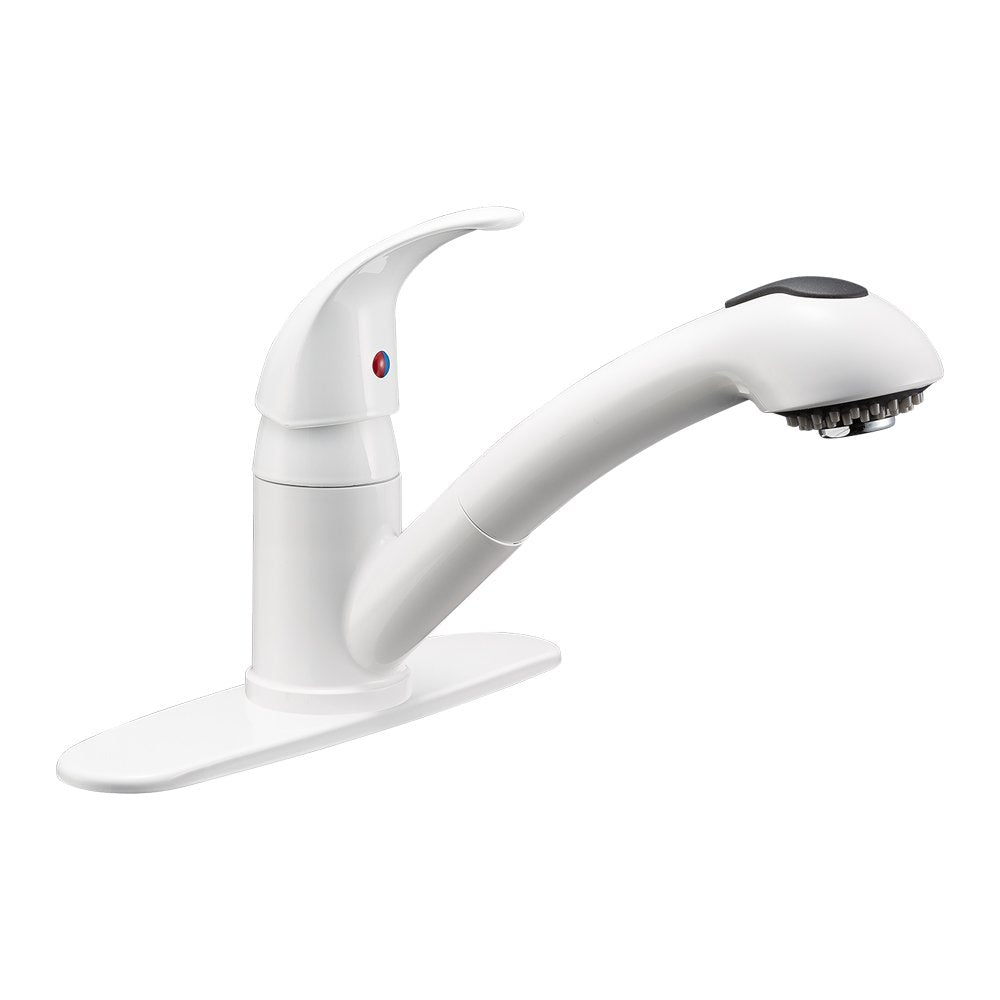 Dura Faucet DF-NMK852-WT RV Pull-Out Swivel Kitchen Sink Faucet (White)