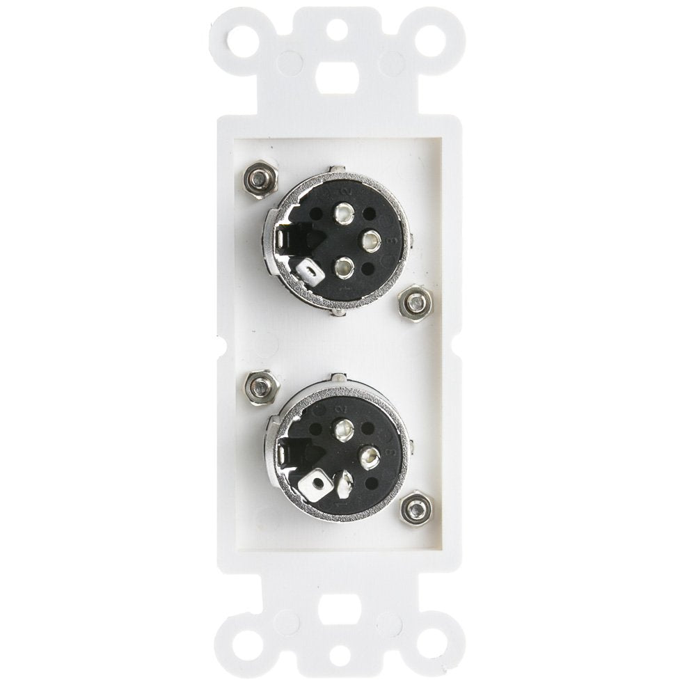 CableWholesale Decora Wall Plate Insert, White, Dual XLR Female to Solder Type