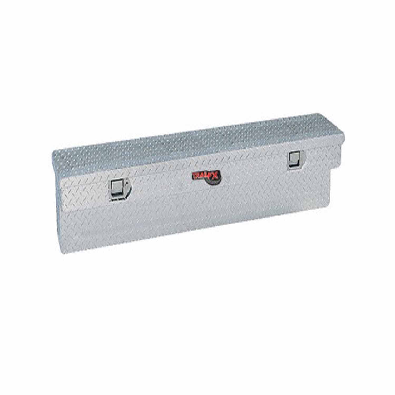 TrailFX Side Mount Tool Box Single Lid with Struts Polished 16-Gauge Diamond Tread Aluminum 3 Cubic Foot 48" Length x 11-1/4" Width x 11" Height Bright Finish TrailFX 160481