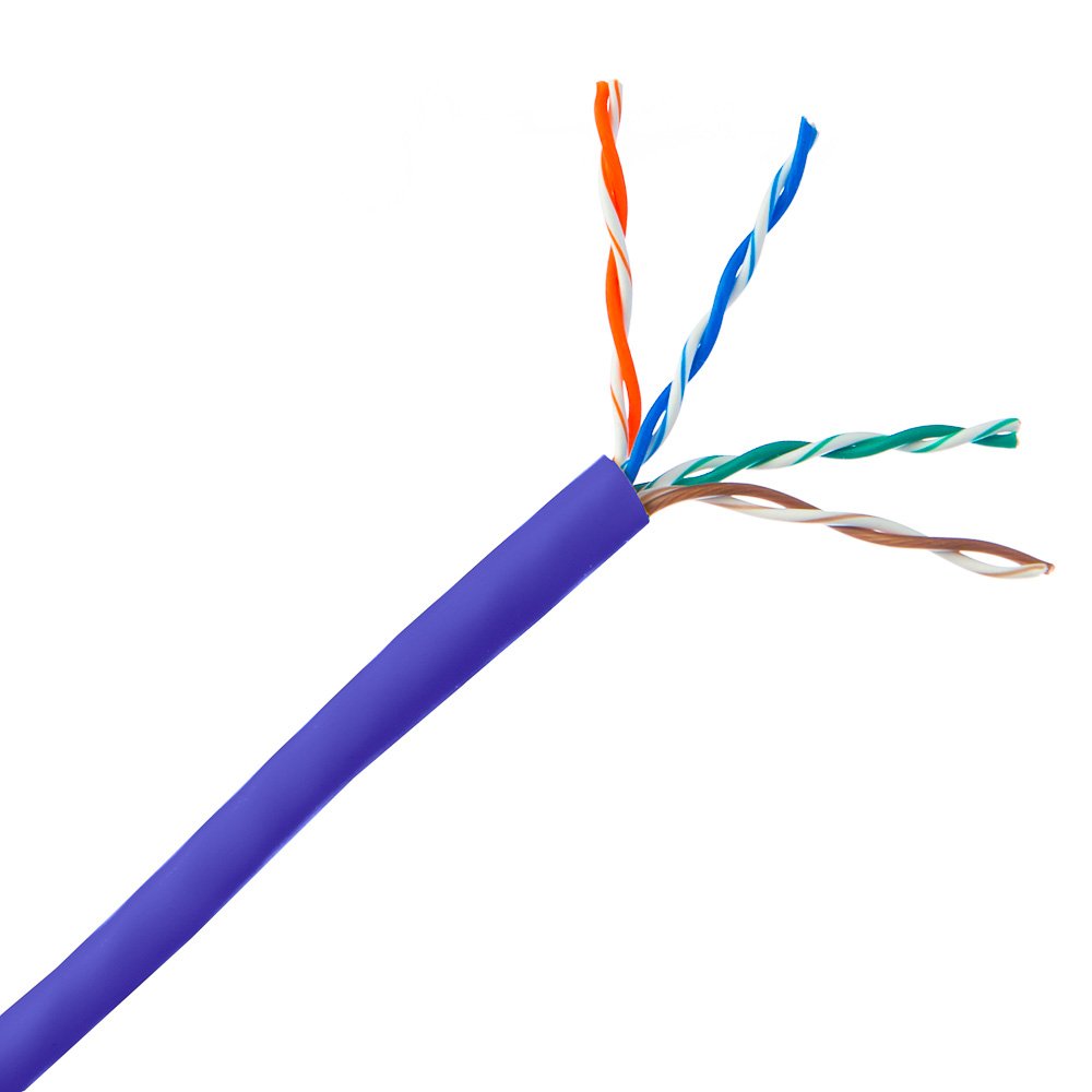 CableWholesale 1000 Foot Cat5e CM Rated Ethernet Cable, 24 AWG, ETL Verified 4 Pair Stranded Pure Copper, Unshielded Twisted Pair(UTP) with Pull Box, Purple