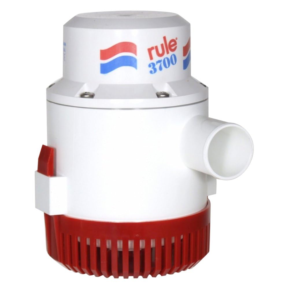 Rule 3700 GPH 12V Submersible Bilge Pump, non-automatic - 12V Marine Water Pump for Boats - Boat Accessories - Anti-Airlock, Silent, Vibration-Free, Stainless Steel Shaft - 1.5" Hose