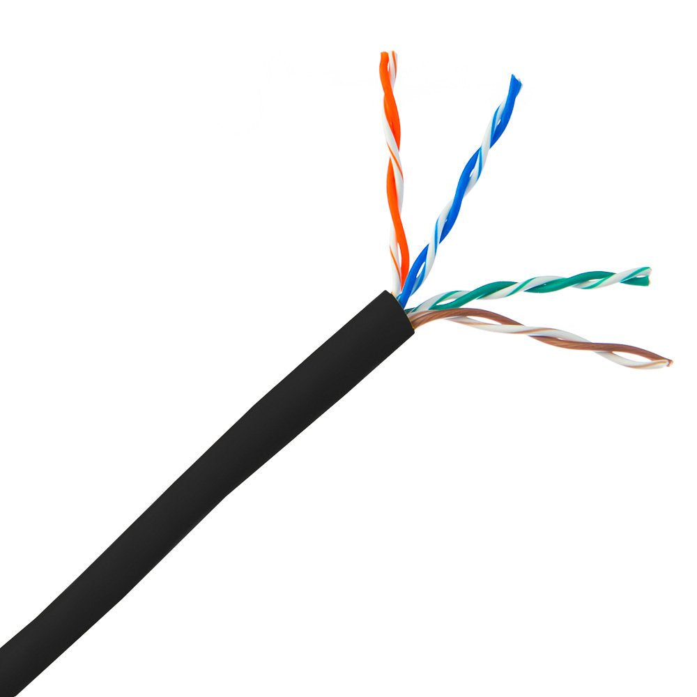 CableWholesale 1000 Foot Bulk Cat5e Plenum Rated (CMP) Ethernet Cable, 4 Pair Solid Bare Copper, 24AWG UTP (Unshielded Twisted Pair) with PullBox, Orange