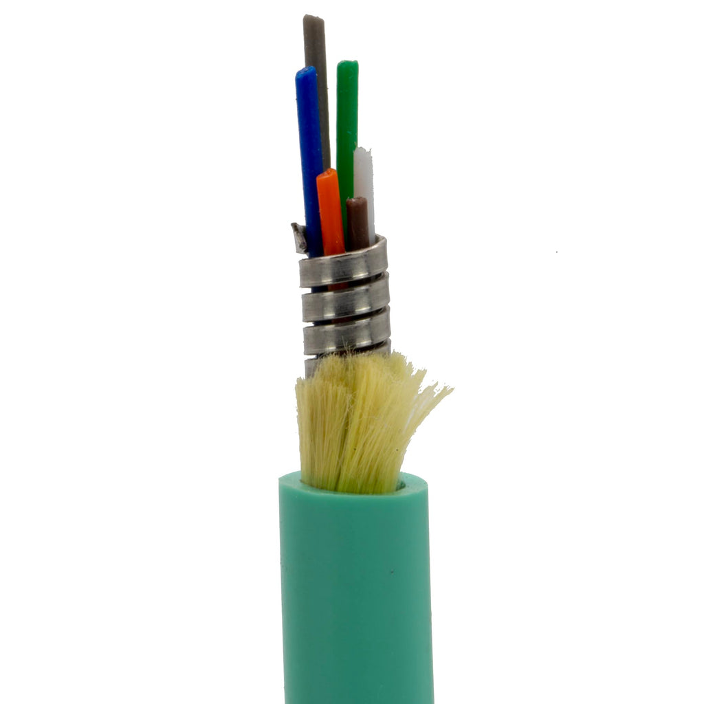 CableWholesale 6 Strand Fiber Optic Cable, Multimode, Aqua, 500ft Spool