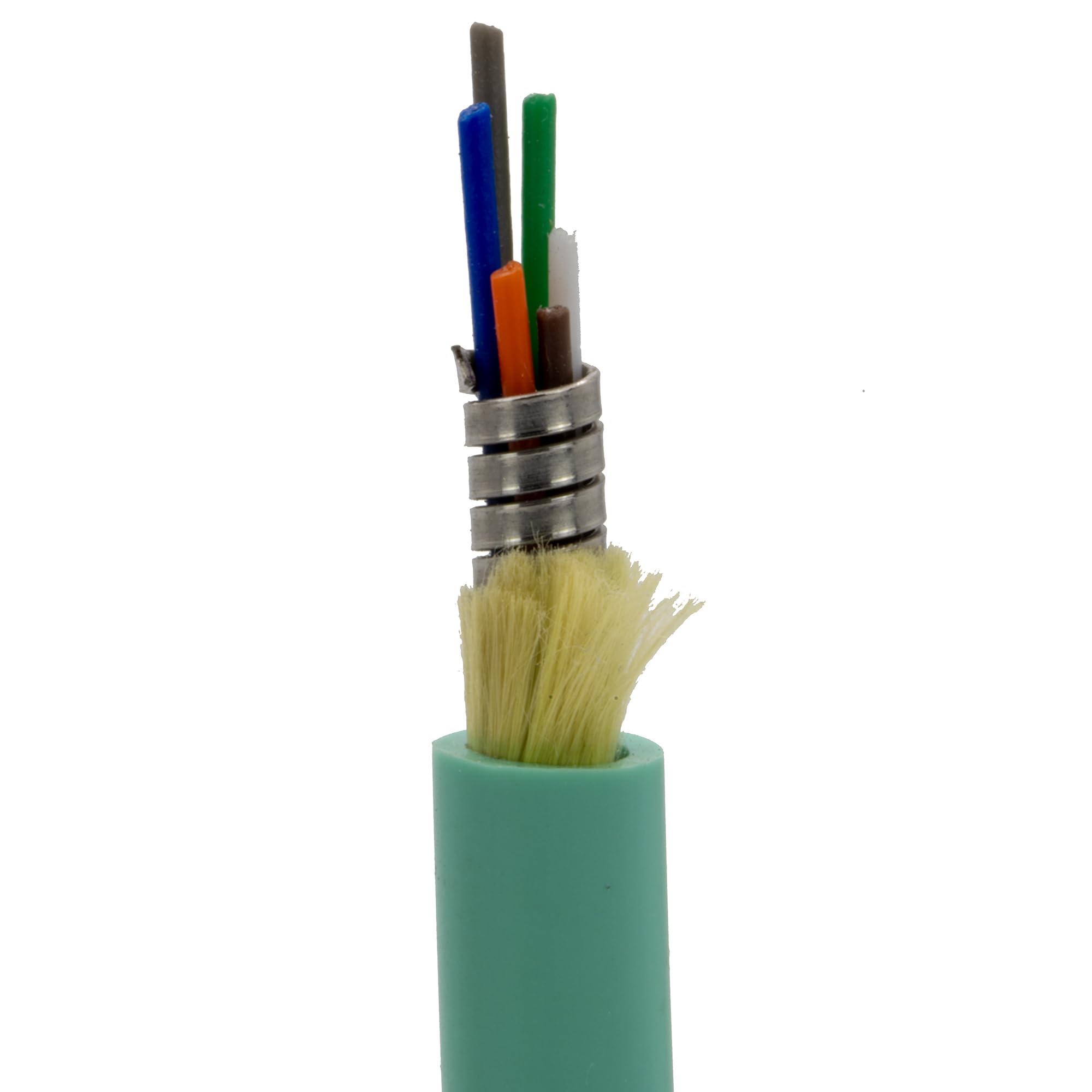 CableWholesale 6 Strand Fiber Optic Cable, Multimode, Aqua, 500ft Spool