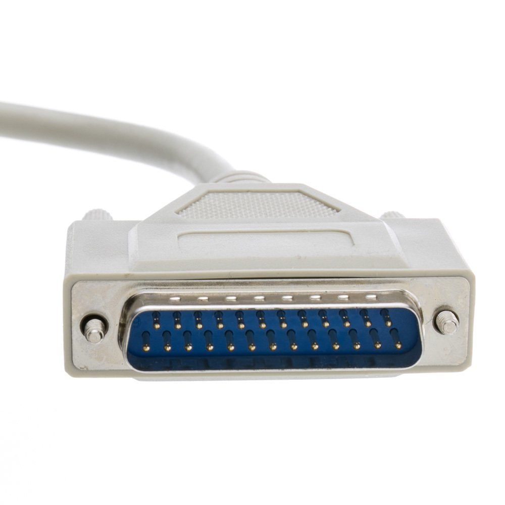 CableWholesale 3 feet Serial Extension Cable, DB25 Male to Female, 28 AWG, 25 Conductor, 1:1, Beige, Male to Female Serial Extender for Printer, Modems, Networks, DB25 Cable
