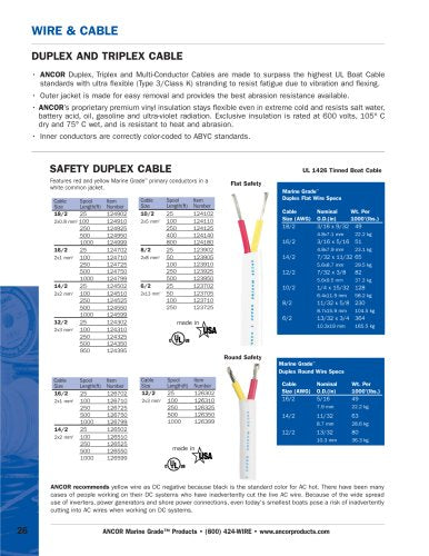 Ancor Marine Grade Products 124125 Safety Duplex Cable, 10/2 AWG (2 x 5mm2), Flat - 250ft