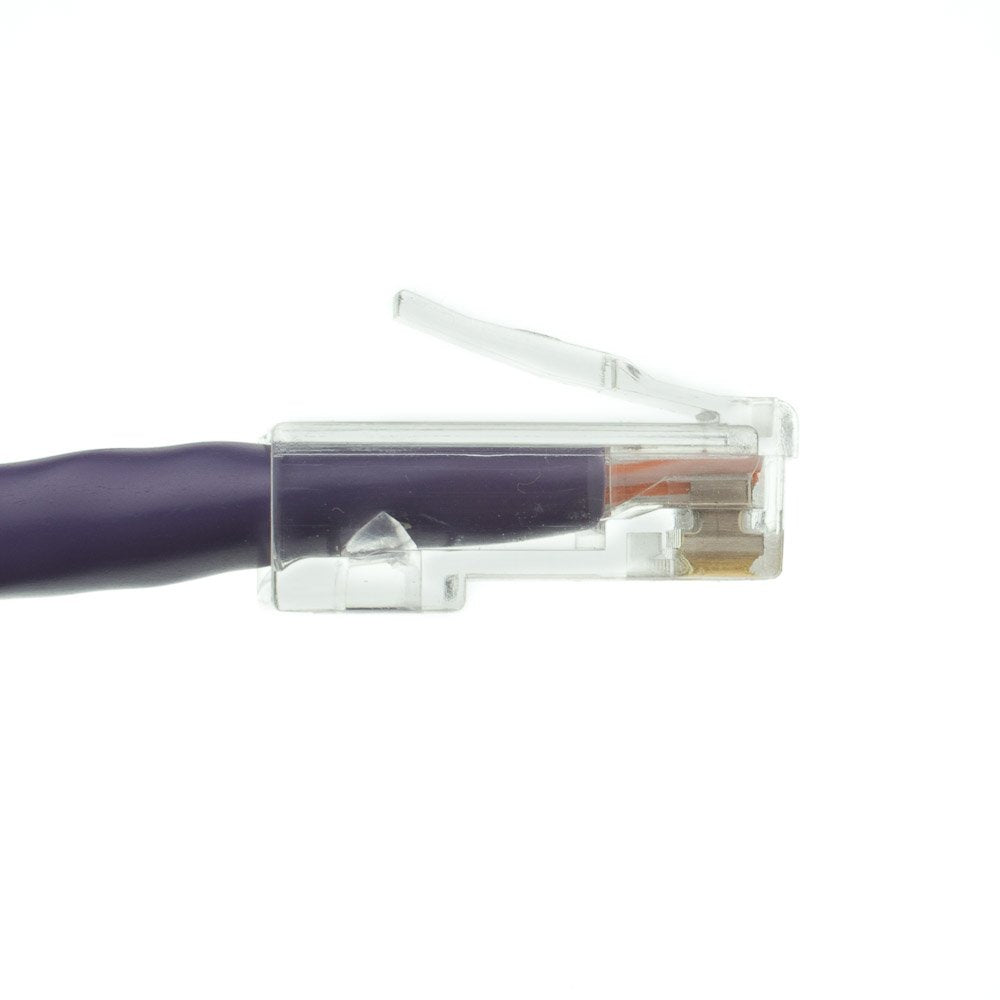 CableWholesale Cat5e Ethernet Cable, 24AWG Network Cable with RJ45 Gold Plated Connector, 4 Pair Stranded Bare Copper, Bootless Unshielded Twisted Pair (UTP) Internet Patch Cable, 2 Foot, Purple