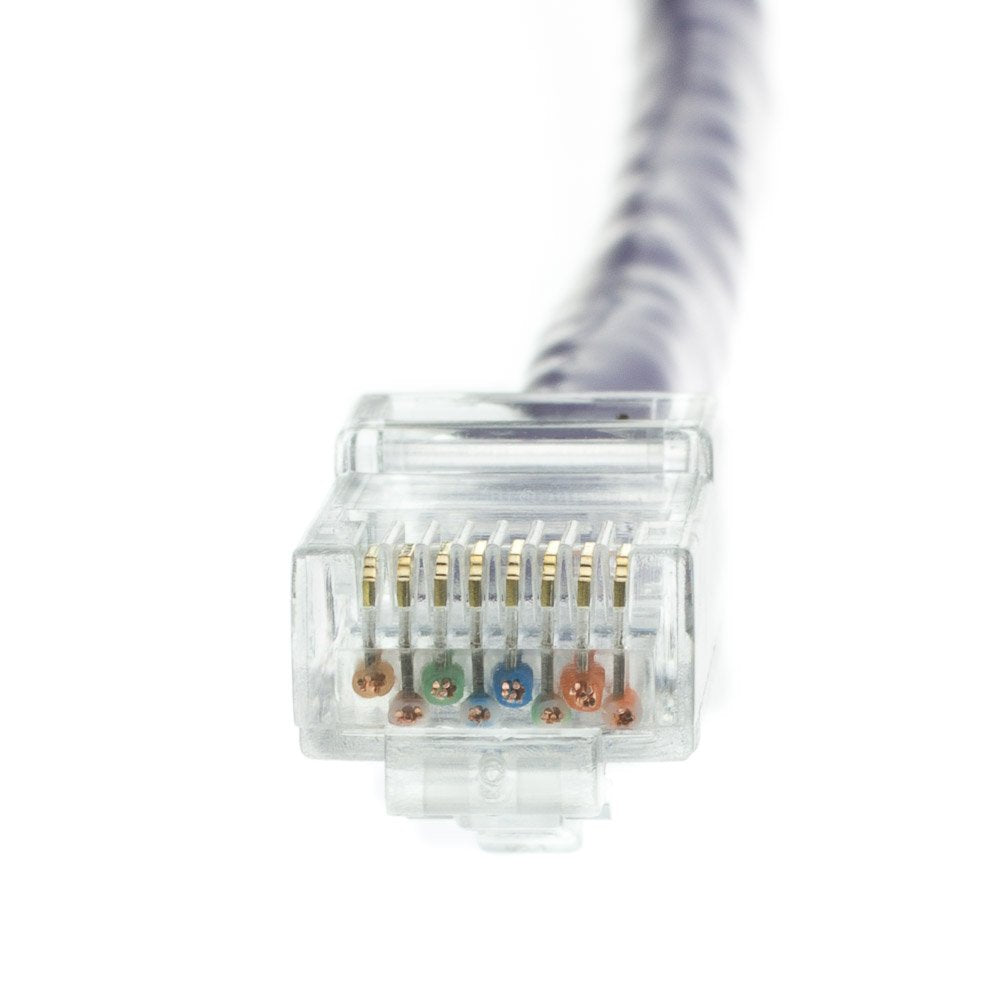 CableWholesale Cat5e Ethernet Cable, 24AWG Network Cable with RJ45 Gold Plated Connector, 4 Pair Stranded Bare Copper, Bootless Unshielded Twisted Pair (UTP) Internet Patch Cable, 2 Foot, Purple
