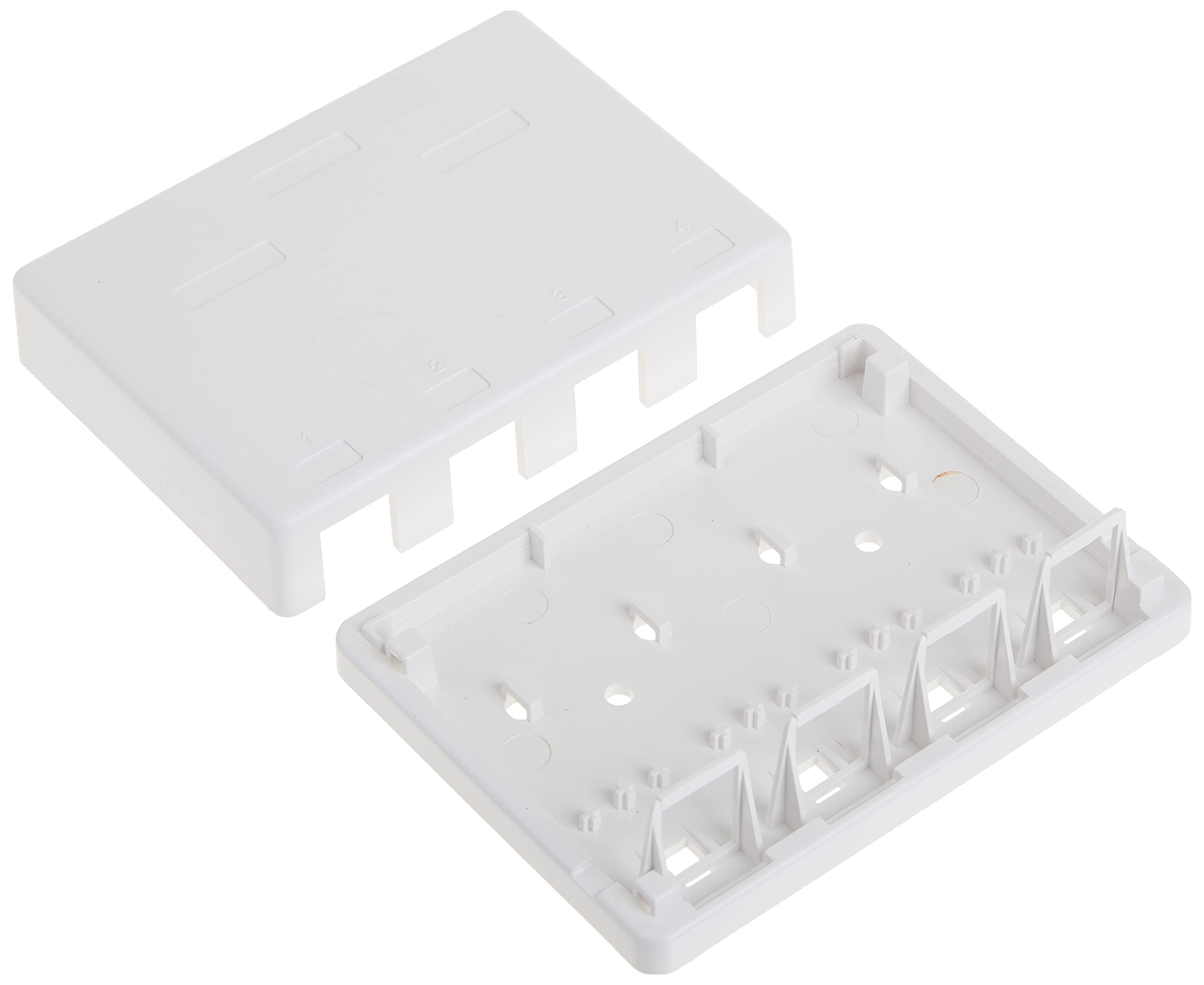 4 Port Keystone Jack Surface Mount Box, White, Surface Mount Box for Networking, Home Theatre, Security/Surveillance, Cablewholesale
