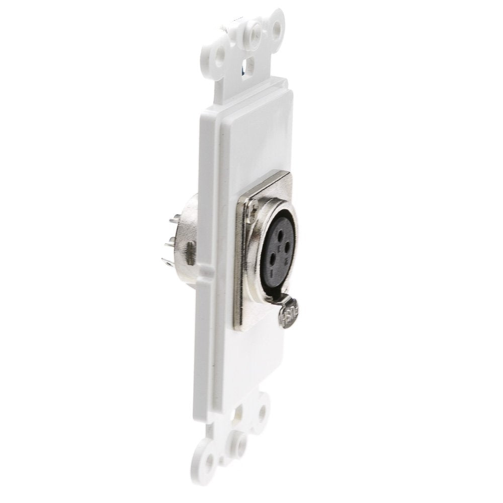 Decora Wall Plate Insert, White, XLR Female to Solder Type