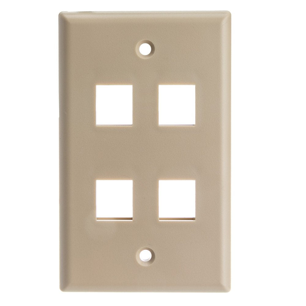 Keystone Wall Plate 1 Port, Beige (Cat5e, Cat6, Coax (Video), Aux (Cat6 for Data, IP Phone, POTS or Other), Single Gang, CableWholesale