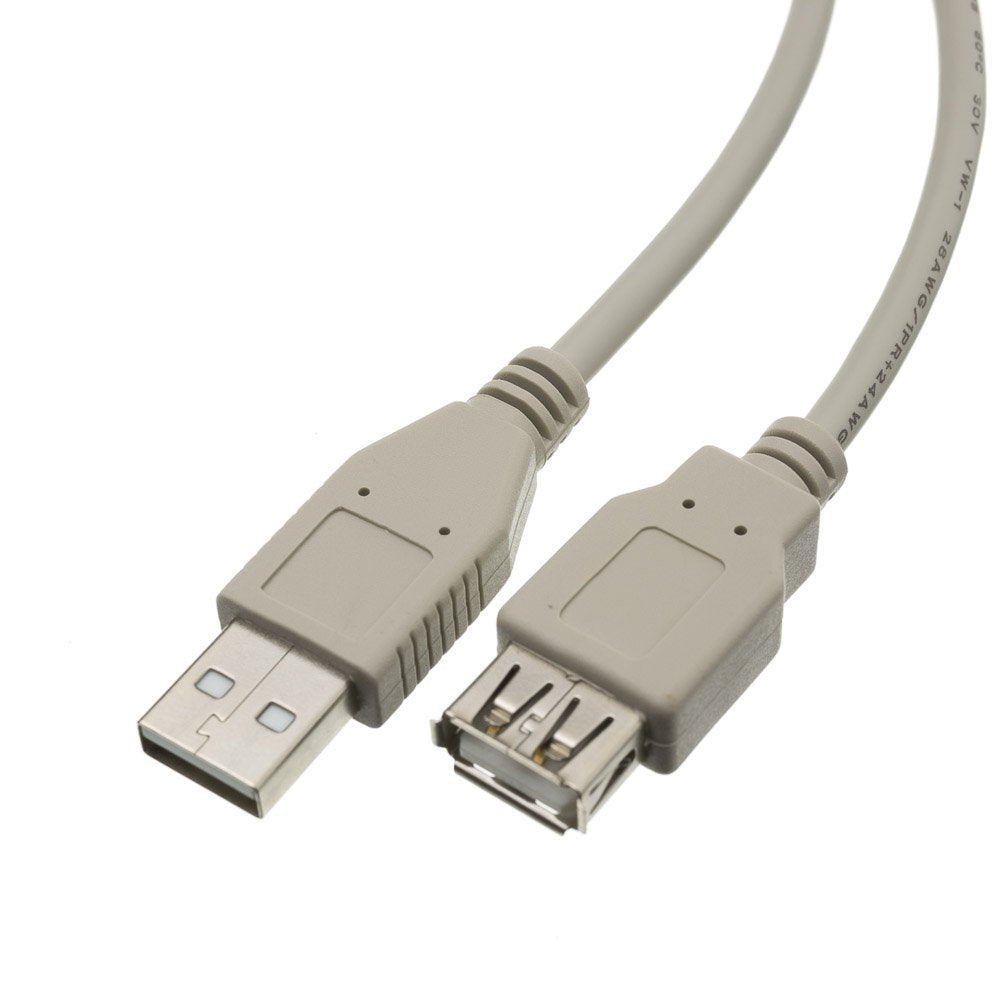 CableWholesale 1 feet USB 2.0 Extension Cable, Beige, Type A Male/Type A Female Plug, A Male to A Female High Speed USB Extension Cable, USB Extension Cable Male to Female