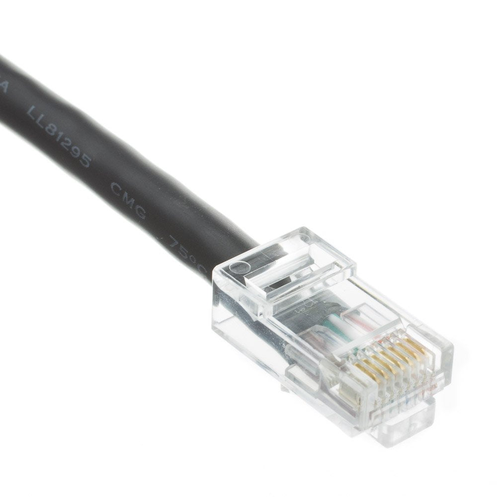 CableWholesale Cat5e Ethernet Cable, 24AWG Network Cable with RJ45 Gold Plated Connector, 4 Pair Stranded Bare Copper, Bootless Unshielded Twisted Pair (UTP) Internet Patch Cable, 1 Foot, Black