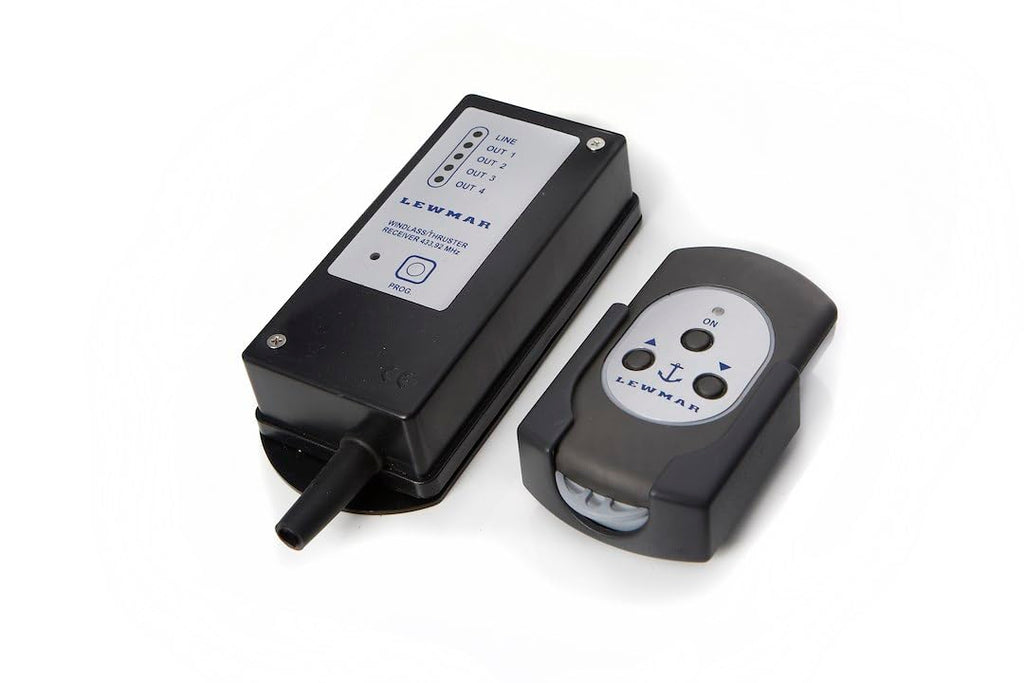 Lewmar 3-Button Windlass Wireless Remote Kit – High-strength, glass-reinforced construction and high-density rubber gasket; includdes 3 meter connecting cable, watertight deck fitting, support bracket