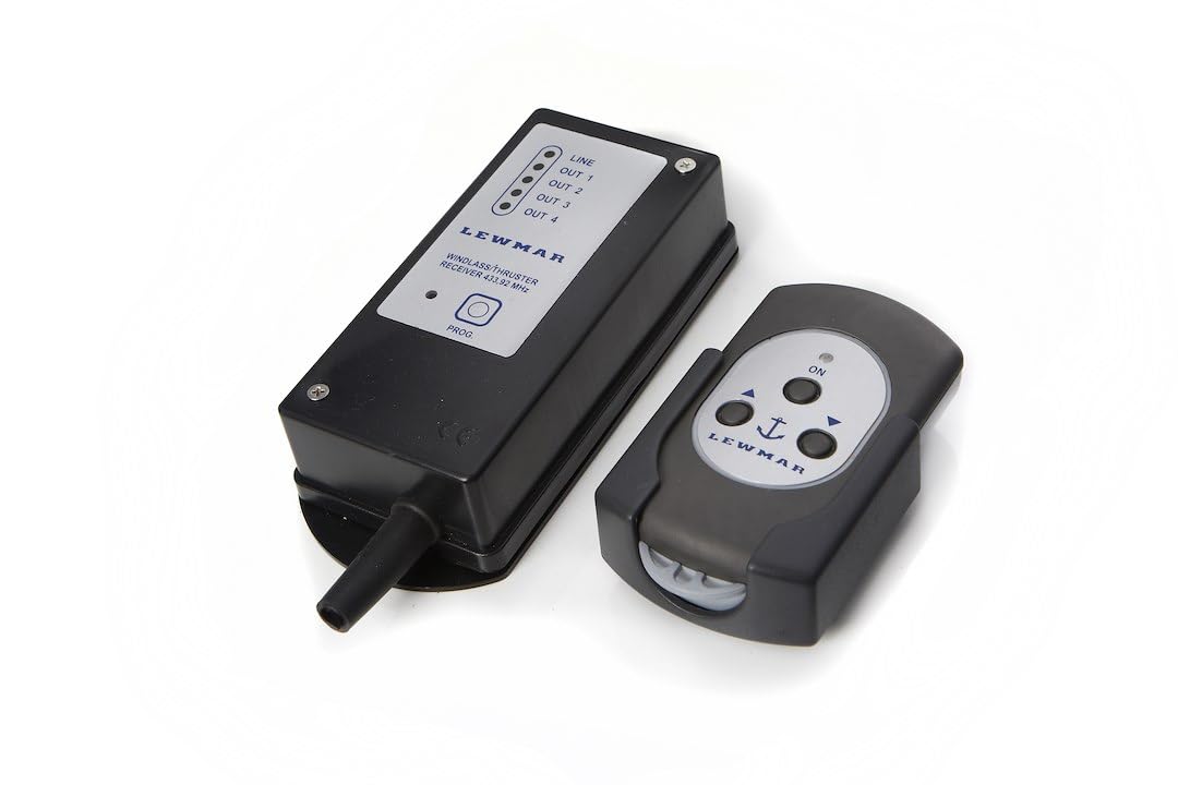 Lewmar 3-Button Windlass Wireless Remote Kit – High-strength, glass-reinforced construction and high-density rubber gasket; includdes 3 meter connecting cable, watertight deck fitting, support bracket