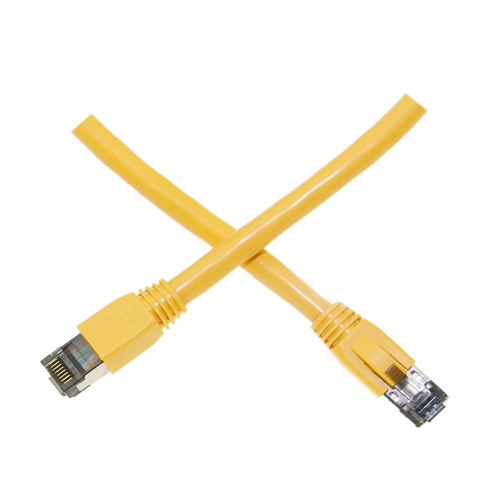 CableWholesale Cat8 S/FTP Ethernet Patch Cable, Boot, 40Gbps - 2000MHz, 4-Pair 24AWG Stranded Pure Copper, RJ45 Shielded Gold Plate Connector Male Internet Patch Cable, Yellow, 6 inch
