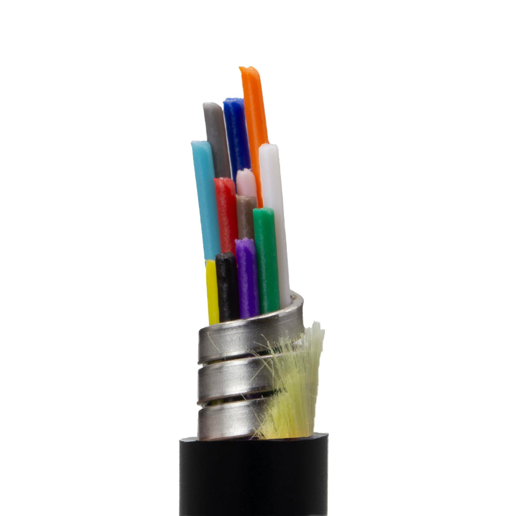 CableWholesale 12 Strand Fiber Optic Cable, Multimode, Black, 500ft Spool
