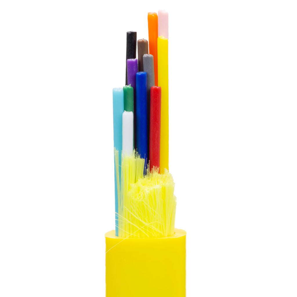 CableWholesale 12-Strand Fiber Indoor Distribution Fiber Optic Cable, Singlemode OS2 9/125 Micron, Plenum Rated, Yellow, Spool, 1000 feet