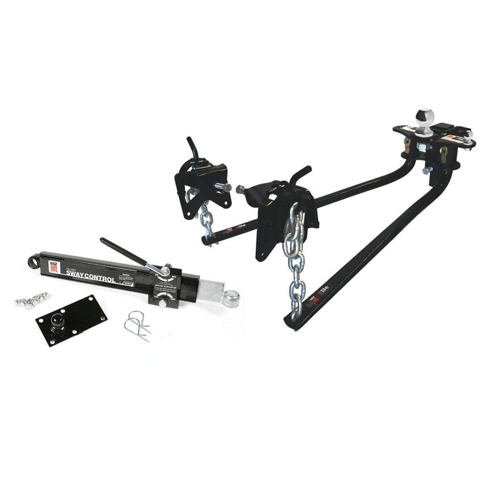 Camco Eaz-Lift Elite 1,000lb Weight Distribution Hitch Kit with Manually Adjusted Sway Control - Ready-to-Tow with Pre-Installed Hitch Ball, Sway Control Ball, U-Bolts, & Chain Package (48058)
