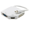 CableWholesale White Mini DisplayPort to HDMI/VGA/DVI 3-in-1 Adapter, 4K@30 & 1080P@60 Support, for PC/Mac