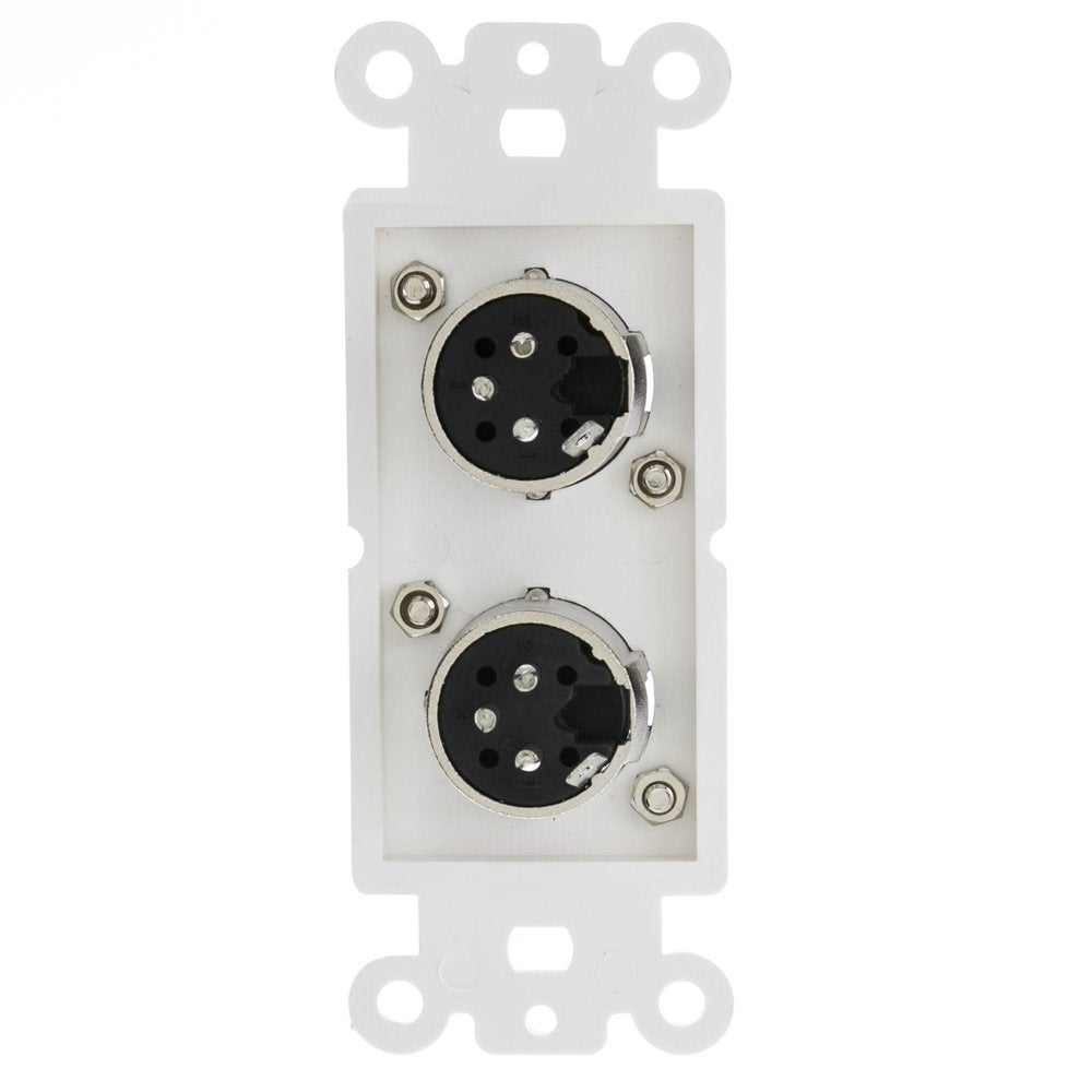 Decora Wall Plate Insert, White, Dual XLR Male to Solder Type